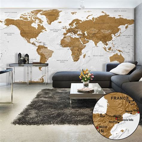 East Urban Home Fototapete World Map Modern Geography 2 8 M X 500 Cm