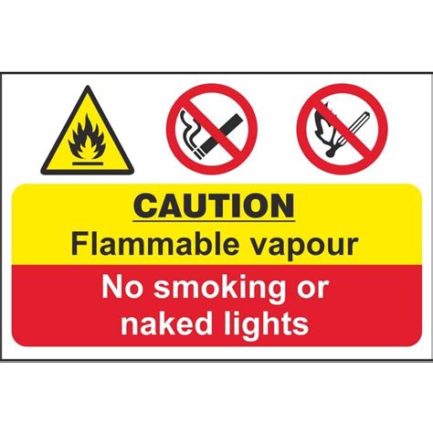 Caution Flammable Vapour No Smoking Or Naked Lights Signs Fire Prevention Explosive Hazard