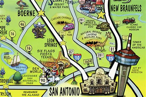 This Awesome Caricature Map Of San Antonio Features Must Visit