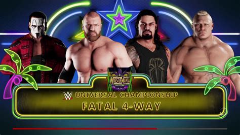 Wwe 2k18 Brock Lesnar Vs Roman Reigns Triple H Sting Fatal 4 Way