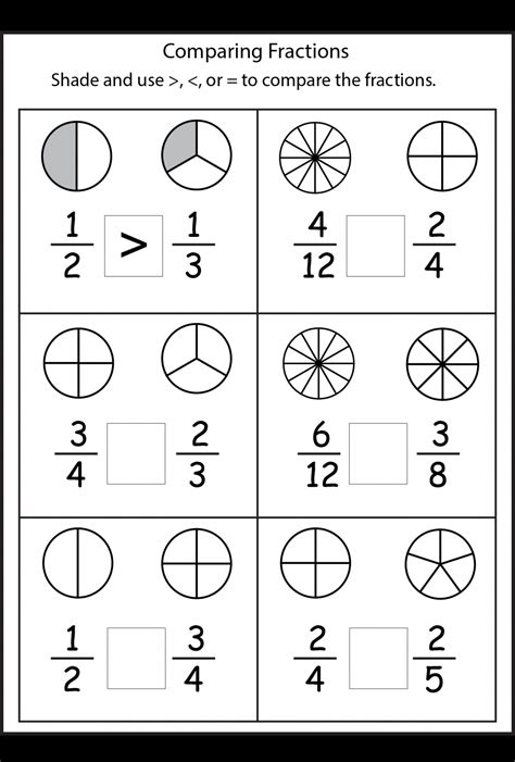 4th Grade Comparing Fractions Worksheet