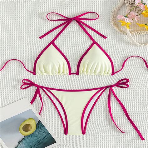 Yiiciovy Sexy Halter Bikini Set Women S Piece Swimsuits Summer