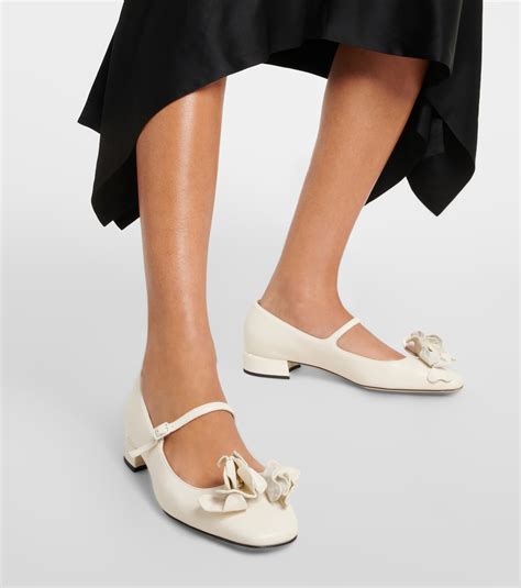 Embellished Leather Ballet Flats In White Jimmy Choo Mytheresa