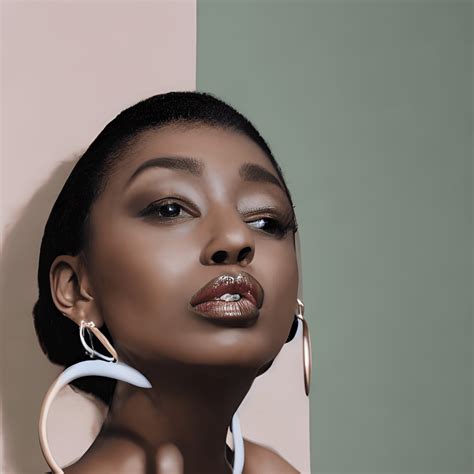 Belle femme à la peau brune avec cheveux naturels et rouge à lèvres nude Creative Fabrica