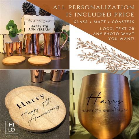 Personalization Copper Wine Glasses Set Copper Anniversary Etsy