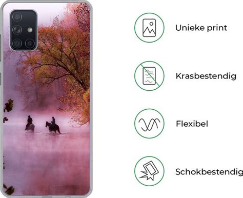 Geschikt Voor Samsung Galaxy A51 Hoesje Paarden Mist Bos