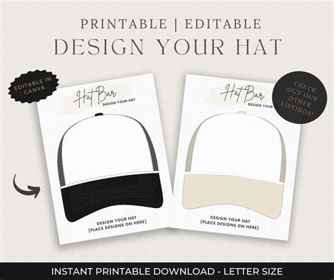 Trucker Hat Bar Editable Design Your Hat Template Perfect for a Trucker ...