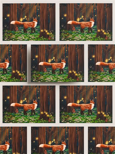 Fox Fox Hybrid Deer Doe Forest Landscape Print Magic Enchanted Forest - Etsy