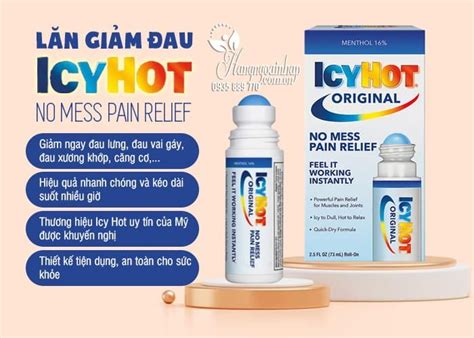 Hỗ trợ xương khớp Lăn giảm đau Icy Hot No Mess Pain Relief 73ml của Mỹ Hàng Ngoại Nhập