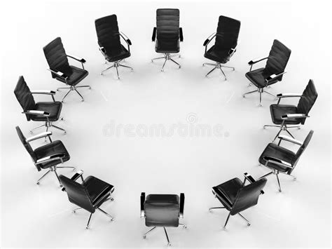 Office Chair Arrange In Circular Shape Stock Illustration