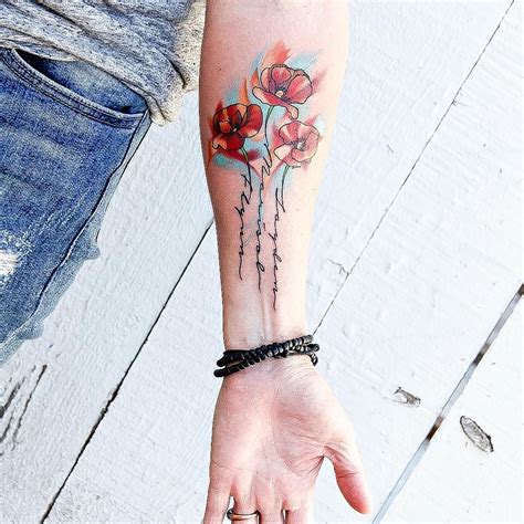 Flower Tattoo With Name As Stem - Viraltattoo