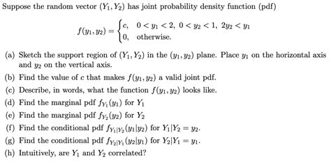 Solved Suppose The Random Vector Y Y Has Joint Chegg