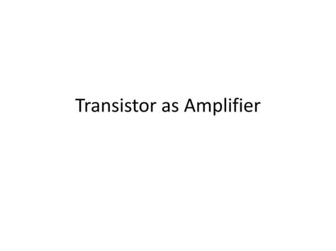 Transistor applications (2) | PPT