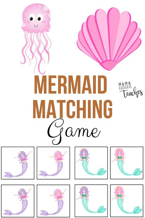 Free Printable Mermaid Matching Game Mama Teaches