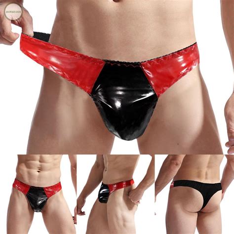 Gorgeous Men Enhance Pouch Thong Bikini G String Faux Leather Posing Underwear T Back Shopee