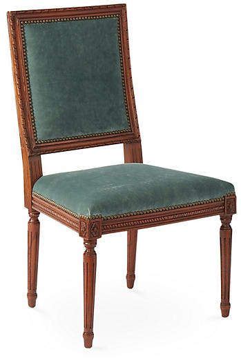 One Kings Lane Exeter Side Chair Jade Velvet Side Chairs