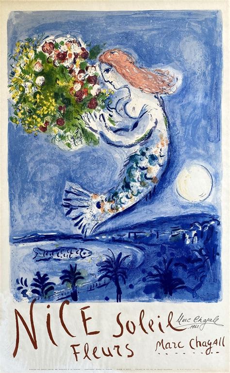 Marc Chagall Nice Bay Of Angels Original Lithograph Poster Hand