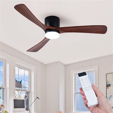 HUMHOLD 52 Flush Mount Ceiling Fan With Lights Remote Control 3