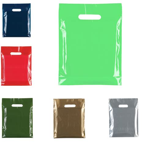 NEW HEAVY DUTY COLORED PLASTIC CARRIER BAGS PARTY GIFT BAGS SIZE 10 X