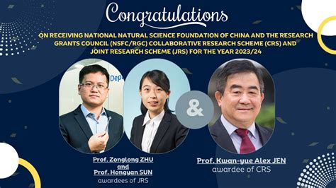 Congratulations To Prof Alex Jen Prof Zonglong Zhu And Prof Hongyan