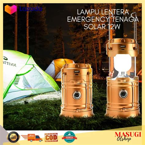 Lampu Lentera Emergency Tenaga Solar W Lampu Kemah Surya Baru Lampu