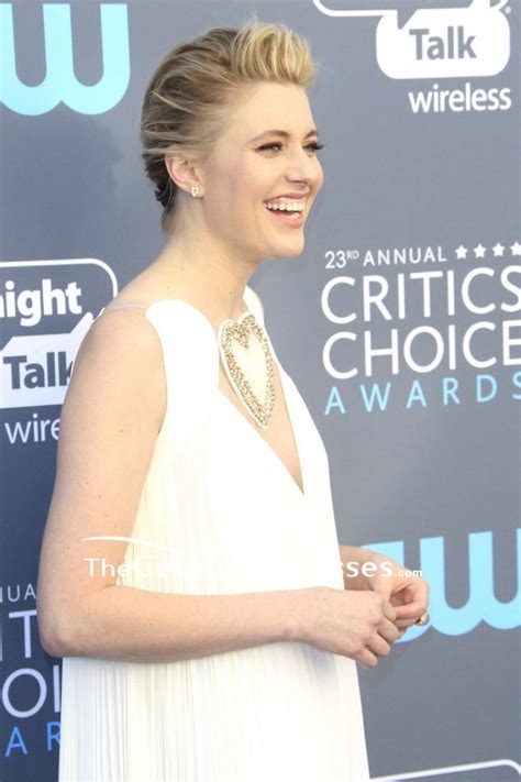 Greta Gerwig Ivory V Neck Ruffle Long Dress 2018 Critics Choice Awards