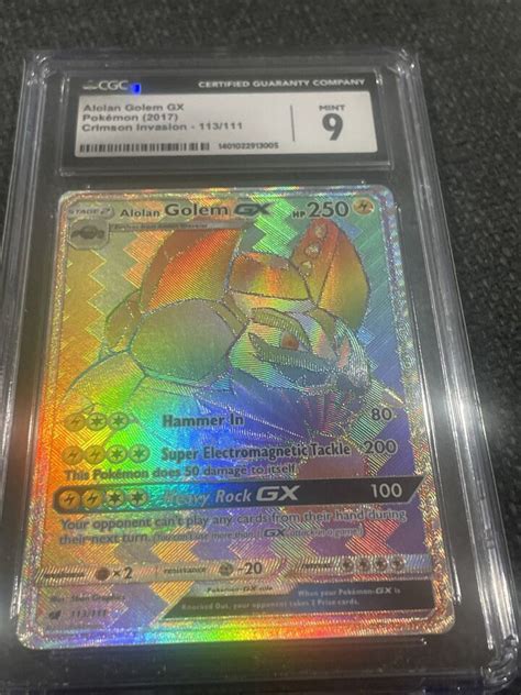 Cgc Alolan Golem Gx S M Secret Rare Crimson Invasion Mint