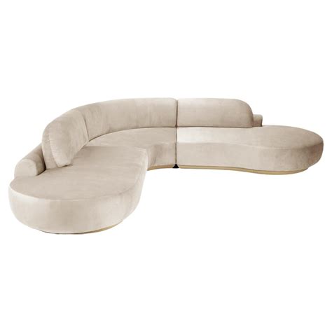 Naked Curved Sofa Single With Natural Oak And Boucle Snow For Sale At Stdibs