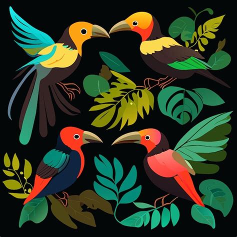 Premium Vector Artistic Rainforest Bird Icons In Vector Format