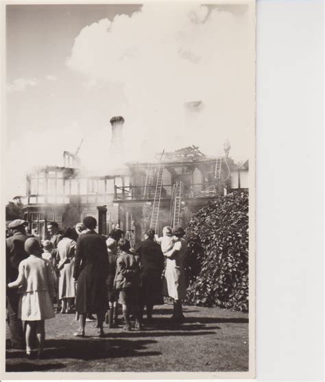 Postcard of Butler's Court on fire. - Beaconsfield Historical Society