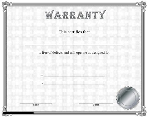 18 Free Sample Warranty Certificate Templates Printable Samples