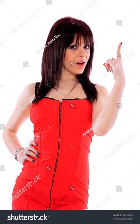 Sexy Attractive Beautiful Brunette Red Dress Stock Photo 77054845 Shutterstock