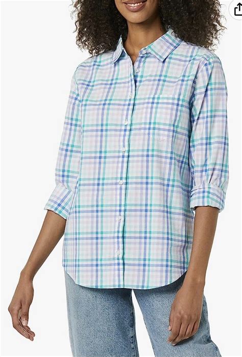 Amazon Essentials Women S Classic Fit Long Sleeve Button Down Poplin