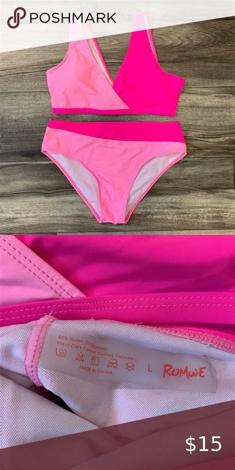 Romwe Hot Pink Bathing Suit Pink Bathing Suits Shop Bathing Suits Bathing Suits