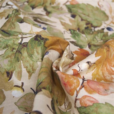 Autumn Leaves Fabric | Natural Leaf Print | Cotton Furnishing Fabrics