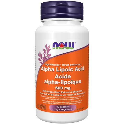 Now Alpha Lipoic Acid 600 mg 60 Veg Capsules – Natural Focus