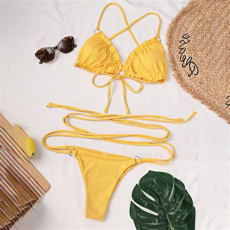 Push Up Swimwear Women Brazilian Bikini Set Bandage Biquini Beachwear Bathing Suit Td Mercado