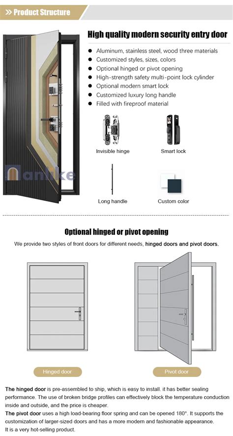 Anlike China Custom Stainless Steel Metal Exterior Security Main Doors