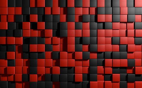 4k Free Download Cubes Texture Red And Black Cubes Geometry Black