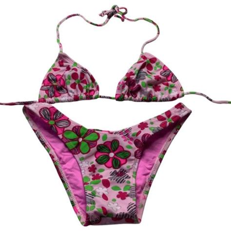 Brazilian Bright Floral Print Bikini Set Bright Depop