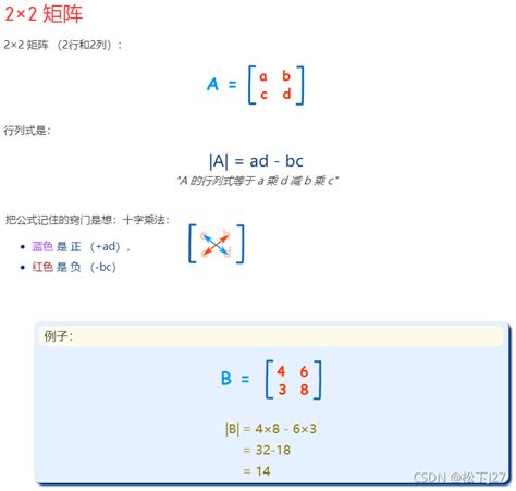 线性代数 三种计算矩阵的行列式的方法之一 拉普拉斯展开法2x2行列式计算示意图 Csdn博客