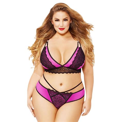 Buy Plus Size Women Sexy Lace Lingerie Set Bra Panty Underwear