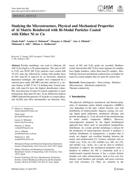 Pdf Studying The Microstructure Physical And Mechanical Properties