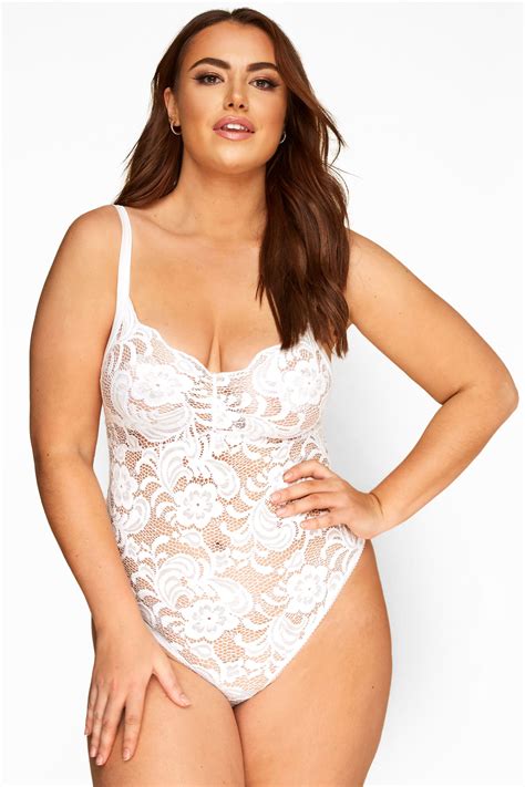 Limited Collection Lingerie Body Blanc En Dentelle Grande Taille