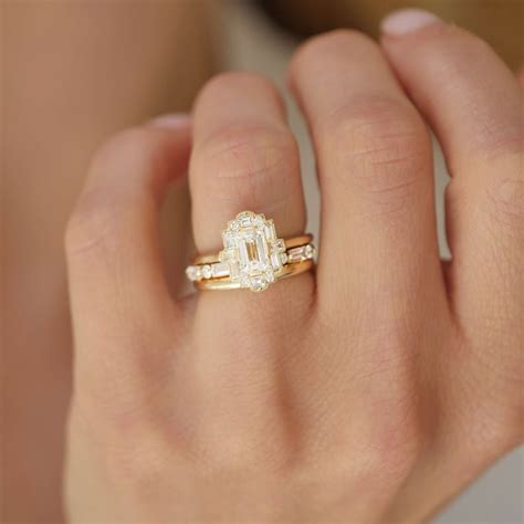 15 Ct Art Deco Emerald Cut Moissanite Engagement Ring 14k Etsy