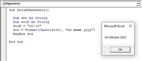 Vba Cdate Funktion String In Datum Umwandeln Automate Excel