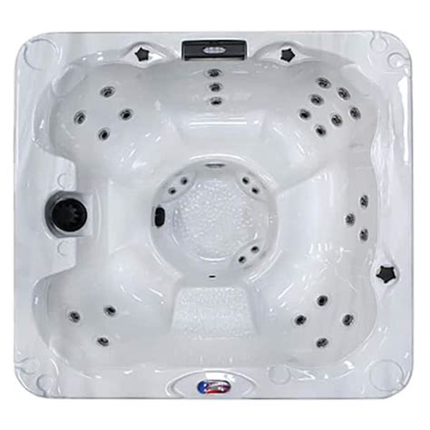 American Spas 7 Person 30 Jet Premium Acrylic Bench Bath White Spa Hot Tub With Backlit LED