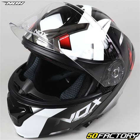 Casque Modulable Nox N Cruzr Blanc Et Rouge Quipement Moto