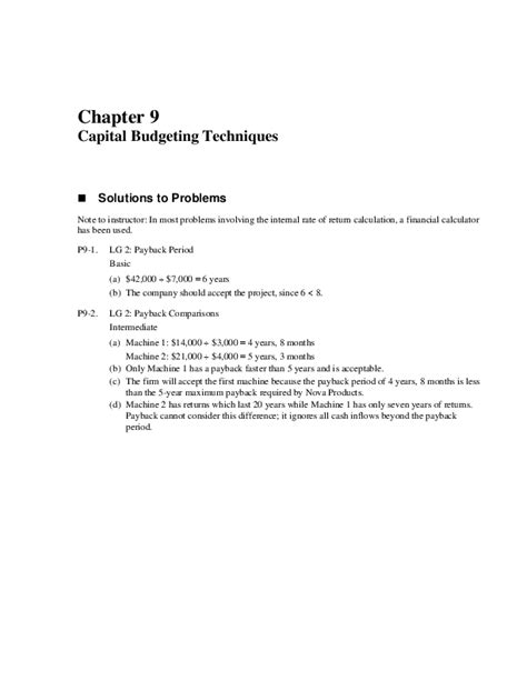 capital budgeting techniques solutions  problems