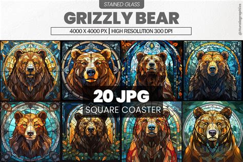 Grizzly Bear Stained Glass Graphic By Hurairagraphics Creative Fabrica